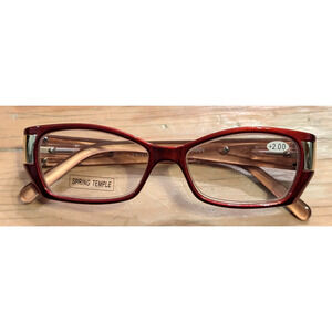 Joy & Iman Reading Glasses & Pouch +2.00 Red Women's - Flaw on the Pouch